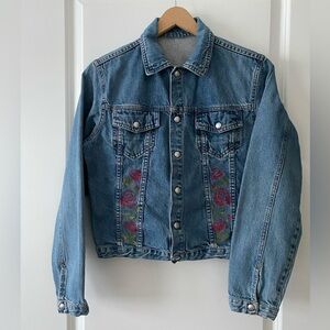 Benetton Jeans jacket with handpainted flowers